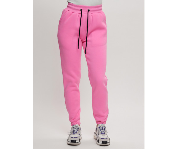 Джоггеры женские на флисе зимние розового цвета 1097R