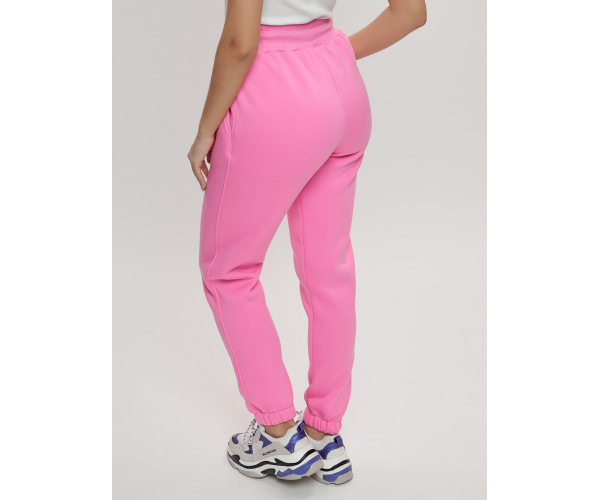 Джоггеры женские на флисе зимние розового цвета 1097R