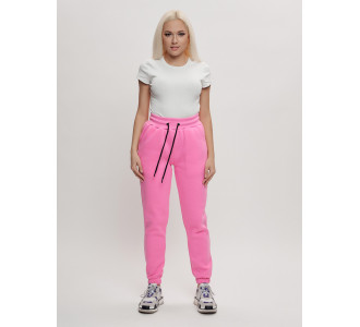 Джоггеры женские на флисе зимние розового цвета 1097R