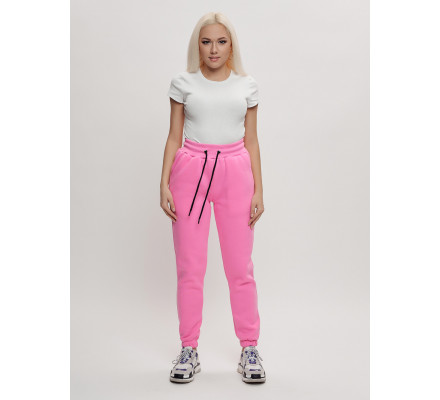 Джоггеры женские на флисе зимние розового цвета 1097R