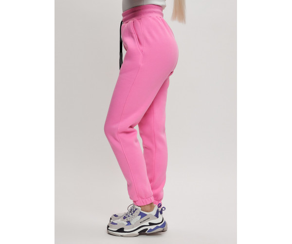 Джоггеры женские на флисе зимние розового цвета 1097R