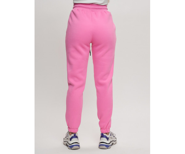 Джоггеры женские на флисе зимние розового цвета 1097R