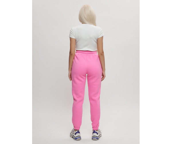 Джоггеры женские на флисе зимние розового цвета 1097R