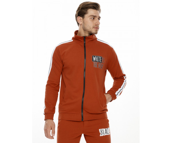 Спортивный костюм трикотажный оранжевого цвета 9153O