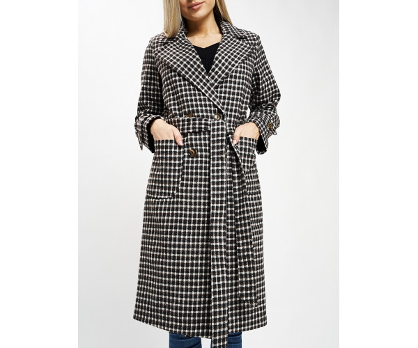 Пальто демисезонное черно-белого цвета 42123ChB