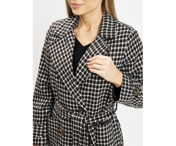 Пальто демисезонное черно-белого цвета 42123ChB