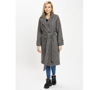 Пальто демисезонное черно-белого цвета 42123ChB
