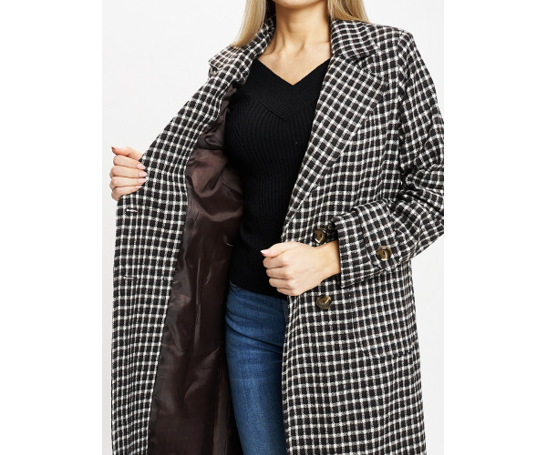 Пальто демисезонное черно-белого цвета 42123ChB