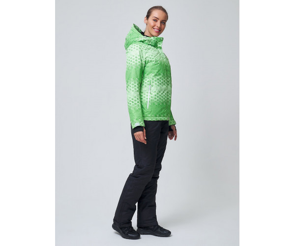 Костюм горнолыжный женский зеленого цвета 01786Z