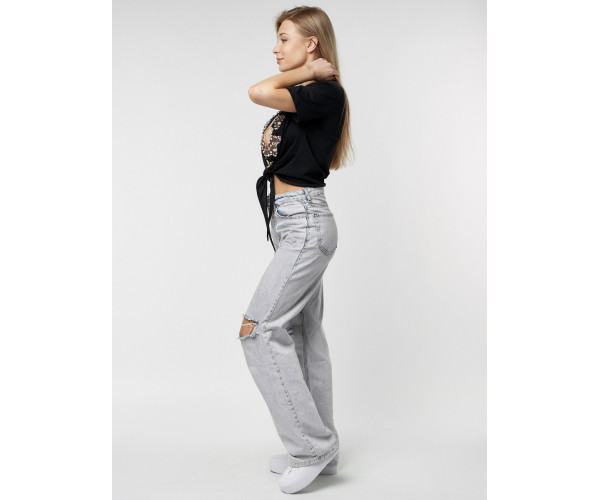 Топ футболка женская черного цвета 06022Ch