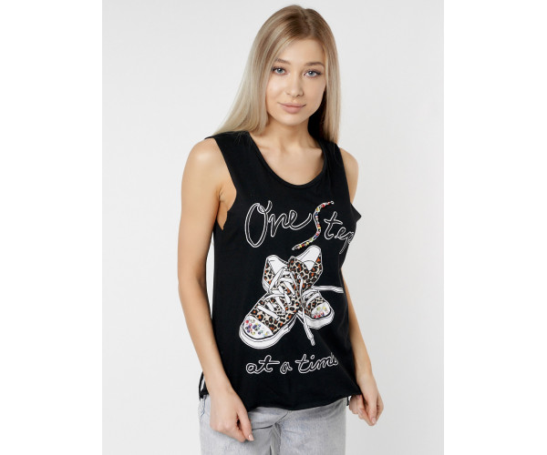 Футболка без рукавов женская черного цвета 8210Ch