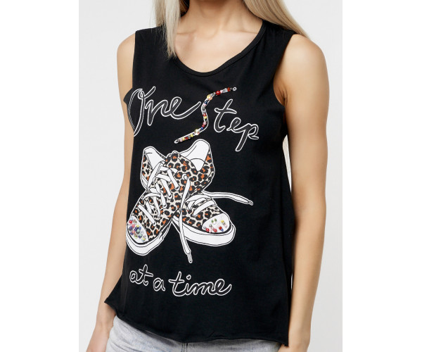 Футболка без рукавов женская черного цвета 8210Ch