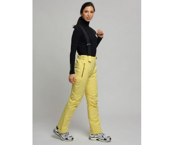 Горнолыжный костюм женский желтого цвета 77039J