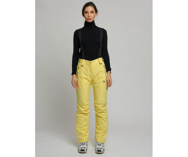 Горнолыжный костюм женский желтого цвета 77039J