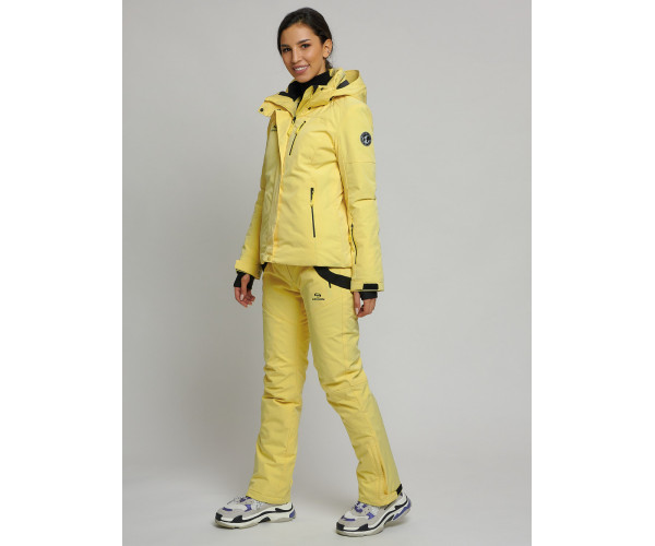 Горнолыжный костюм женский желтого цвета 77039J