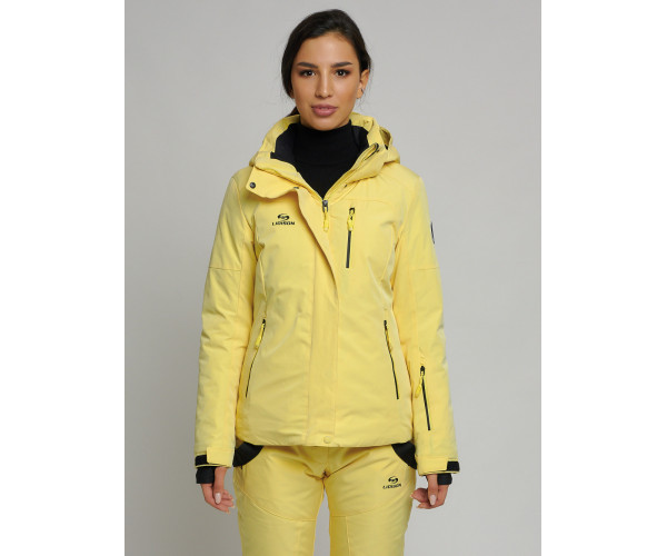 Горнолыжный костюм женский желтого цвета 77039J