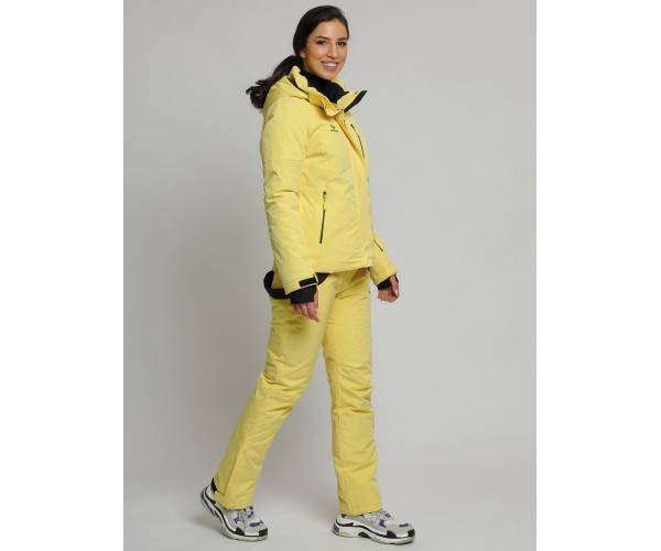 Горнолыжный костюм женский желтого цвета 77039J