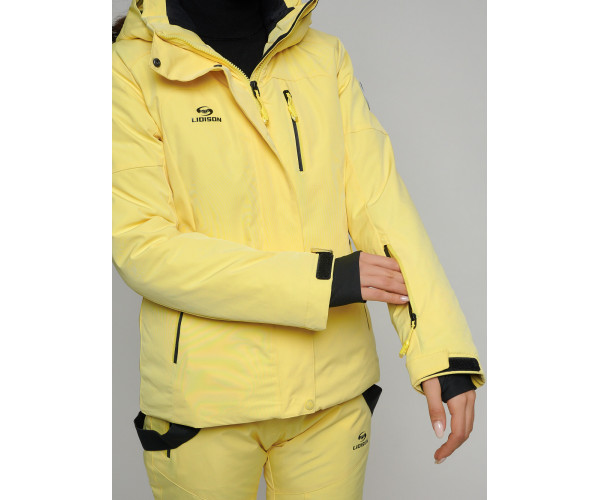 Горнолыжный костюм женский желтого цвета 77039J