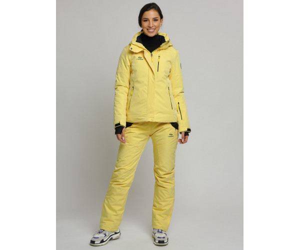 Горнолыжный костюм женский желтого цвета 77039J