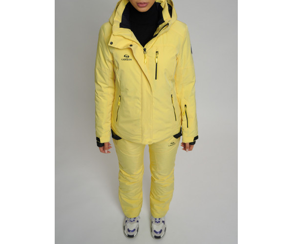 Горнолыжный костюм женский желтого цвета 77039J