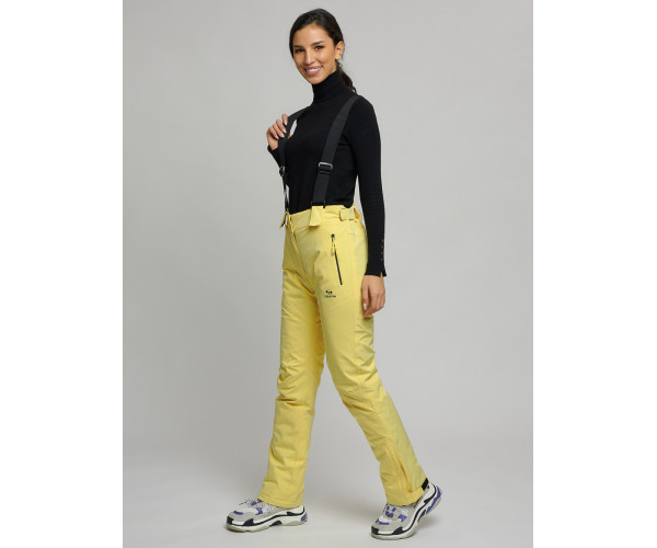 Горнолыжный костюм женский желтого цвета 77039J