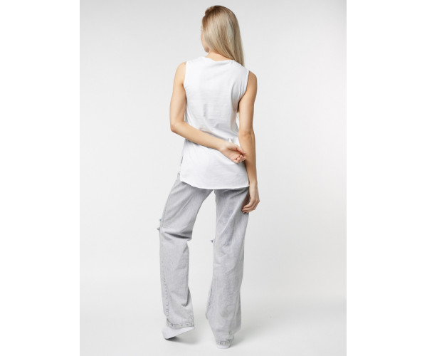 Футболка без рукавов женская белого цвета 8219Bl