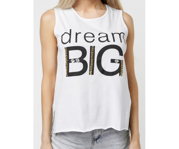 Футболка без рукавов женская белого цвета 8219Bl