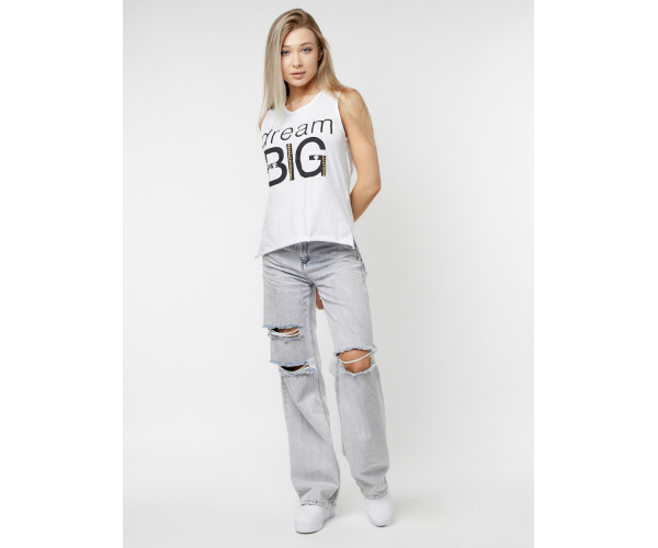 Футболка без рукавов женская белого цвета 8219Bl