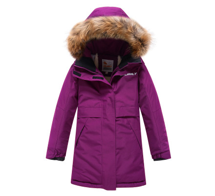 Парка зимняя Valianly для девочки фиолетового цвета 9036F