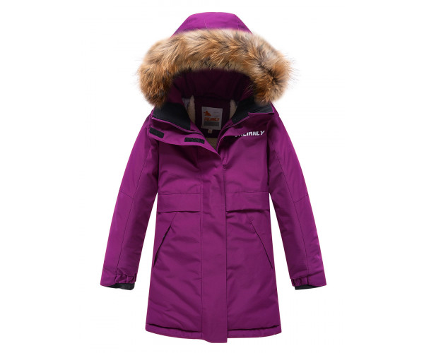 Парка зимняя Valianly для девочки фиолетового цвета 9036F