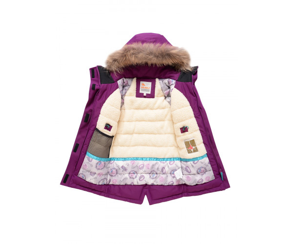 Парка зимняя Valianly для девочки фиолетового цвета 9036F