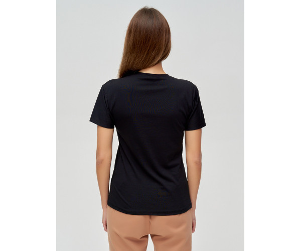 Женские футболки с принтом черного цвета 1601Ch