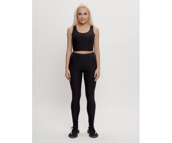 Костюм для фитнеса женский черного цвета 2004Ch