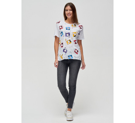 Женские футболки с принтом белого цвета 34004Bl