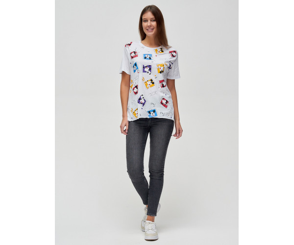Женские футболки с принтом белого цвета 34004Bl