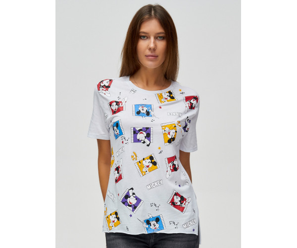 Женские футболки с принтом белого цвета 34004Bl