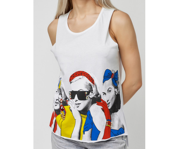 Футболка без рукавов женская белого цвета 8245Bl