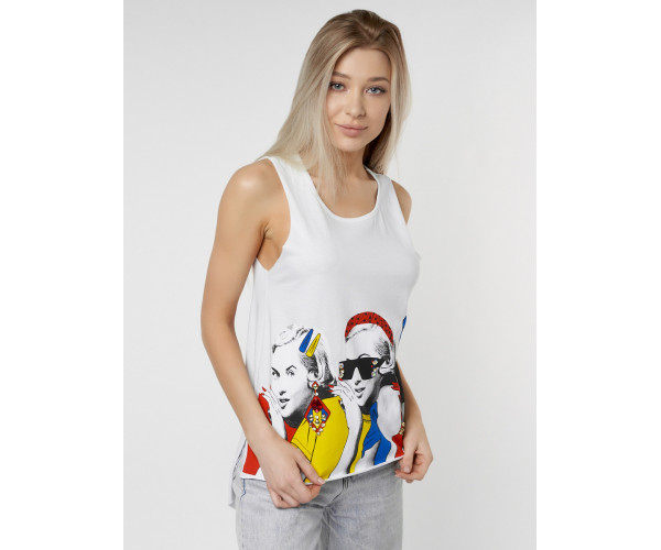 Футболка без рукавов женская белого цвета 8245Bl