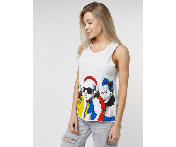 Футболка без рукавов женская белого цвета 8245Bl