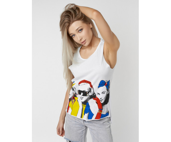 Футболка без рукавов женская белого цвета 8245Bl