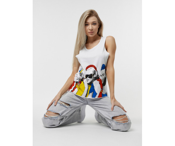 Футболка без рукавов женская белого цвета 8245Bl