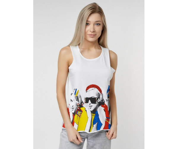 Футболка без рукавов женская белого цвета 8245Bl