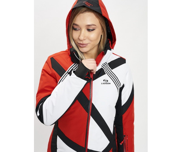 Горнолыжная куртка женская красного цвета 77031Kr