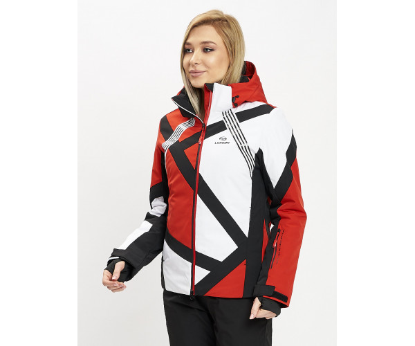 Горнолыжная куртка женская красного цвета 77031Kr