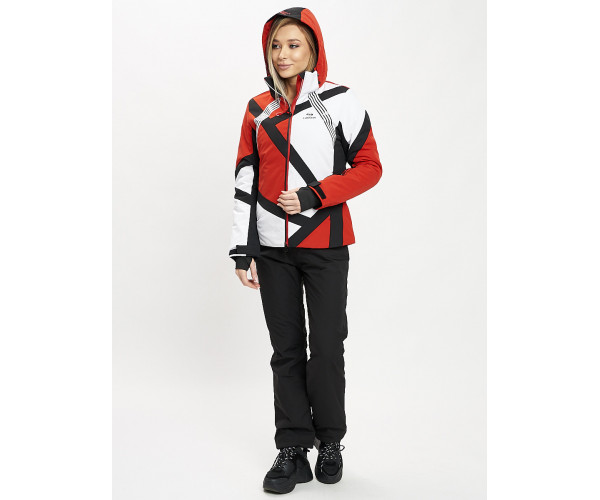 Горнолыжная куртка женская красного цвета 77031Kr