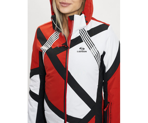 Горнолыжная куртка женская красного цвета 77031Kr