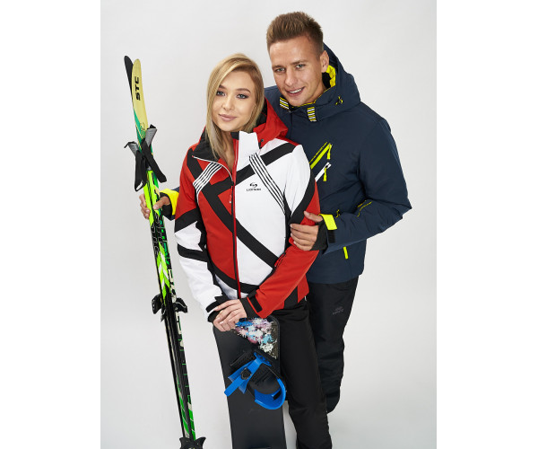 Горнолыжная куртка женская красного цвета 77031Kr