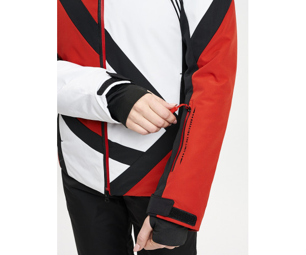 Горнолыжная куртка женская красного цвета 77031Kr