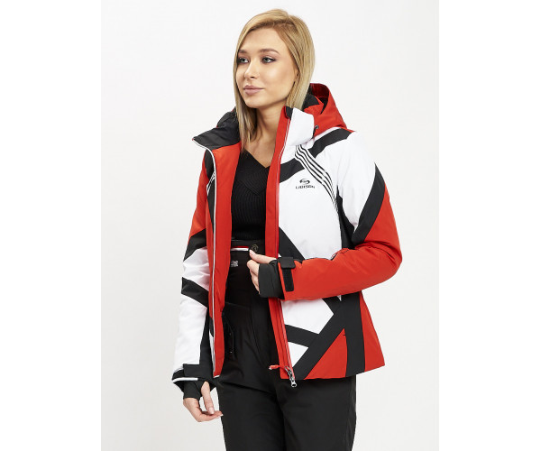 Горнолыжная куртка женская красного цвета 77031Kr