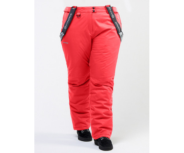 Женские зимние горнолыжные брюки большого размера малинового цвета 1878М